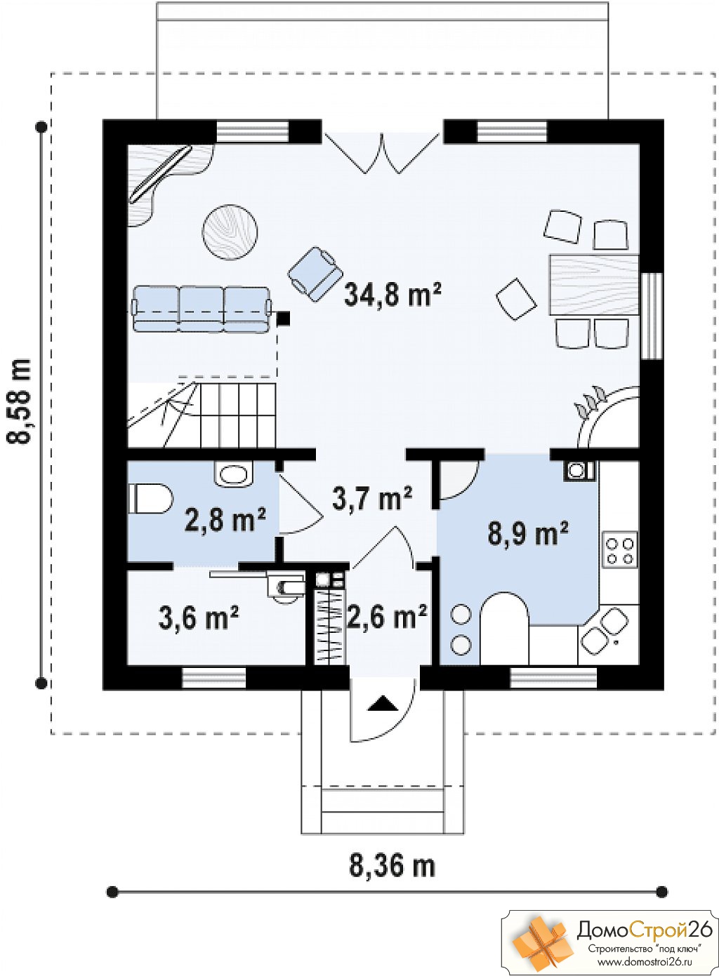Проект каркасного дома Агата - План 1 этажа
