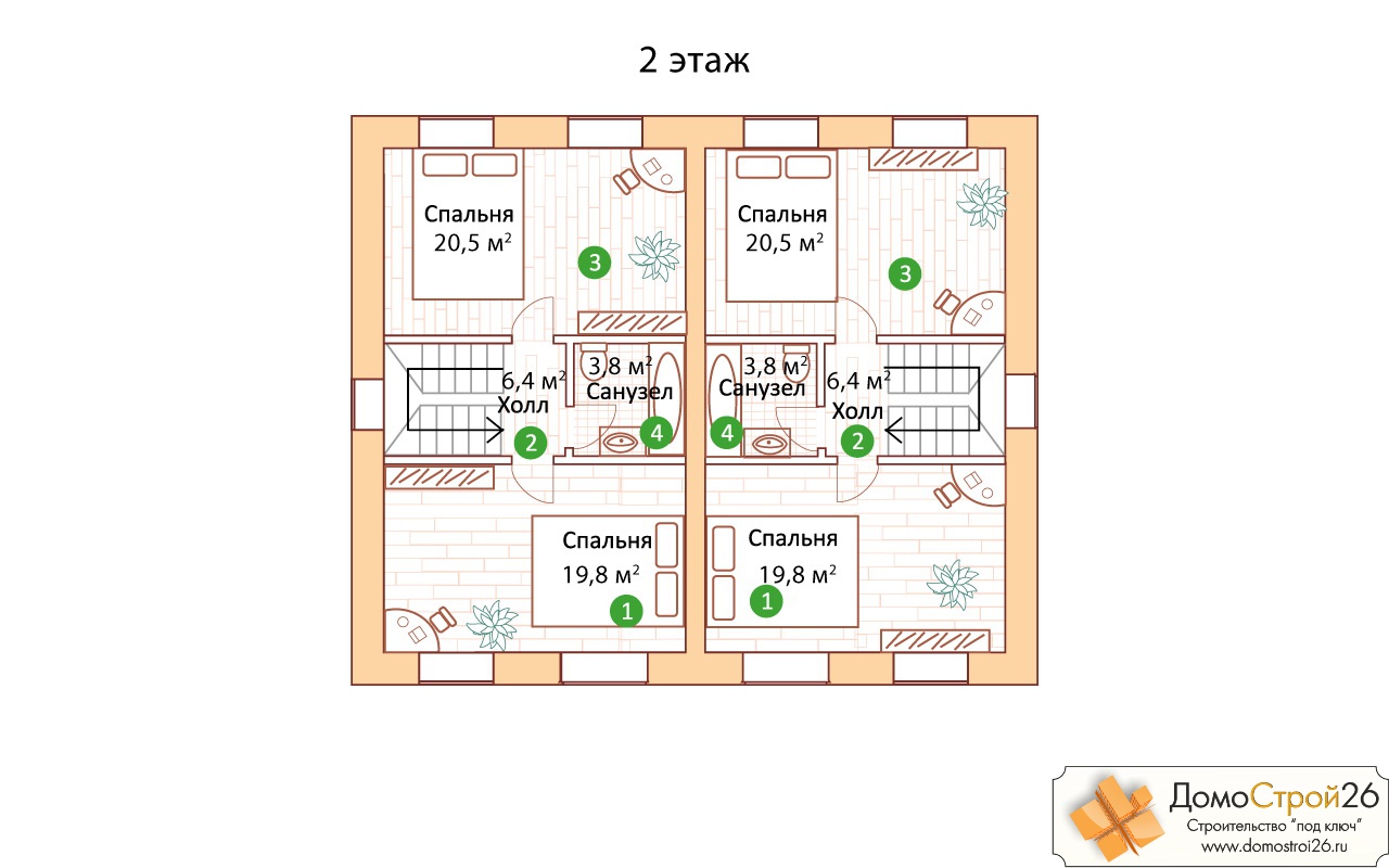 Проект кирпичного дома Ванкувер-1 - План помещений 2 этажа